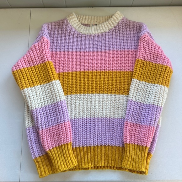 Bibi Chunky Knit Colorful Striped Sweater Size XL - Picture 9 of 9